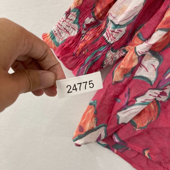 New Unique Spectrum Large Pink White Floral Lace Feminine Button Down Vacation - Picture 8 of 8